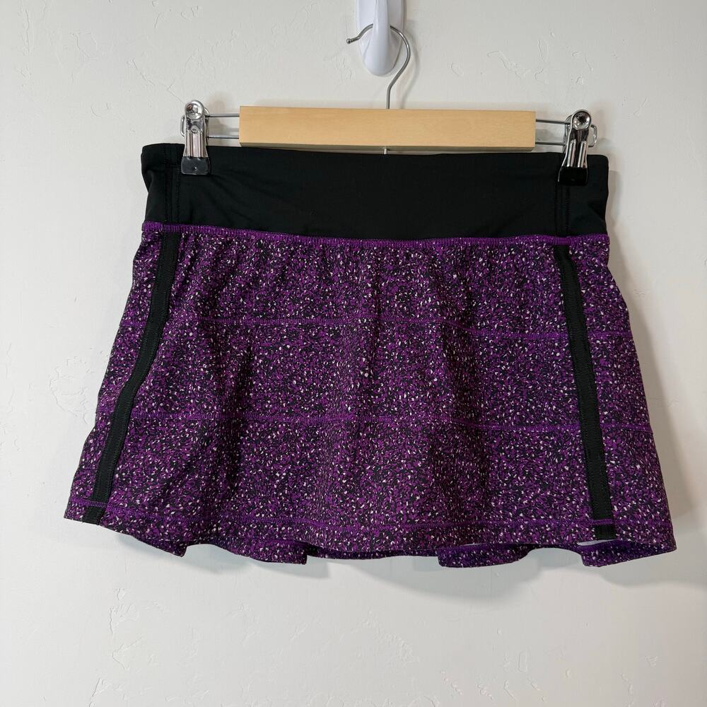 Lululemon Women's Pace Rival Skirt Skort Lined Pleated Purple Print 4‎ Tennis